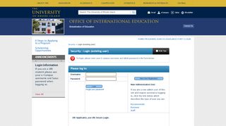 
                            3. Security > Login (existing user) > URI Office of International Education