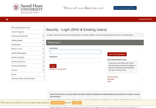 
                            11. Security > Login (SHU & Existing Users) > Sacred Heart University ...