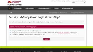 
                            7. Security > MyStudyAbroad Login Wizard: Step 1 > Study Abroad Office