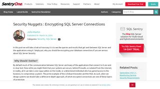 
                            7. Security Nuggets : Encrypting SQL Server Connections - SentryOne Blog