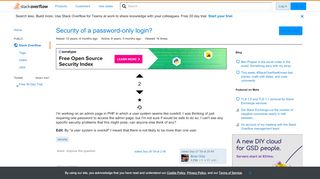 
                            1. Security of a password-only login? - Stack Overflow