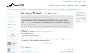 
                            8. Security of Mariadb root account - MariaDB Knowledge Base