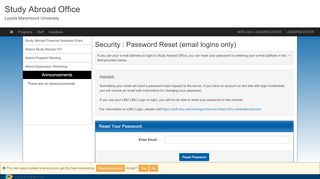 
                            1. Security > Password Reset (email logins only) > Study Abroad Office