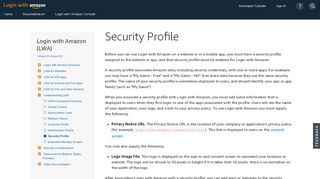 
                            1. Security Profile | Login with Amazon - Amazon Developer