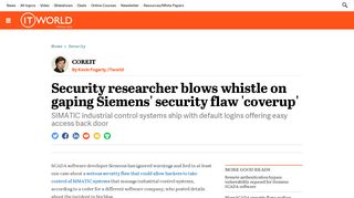
                            10. Security researcher blows whistle on gaping Siemens' security flaw ...