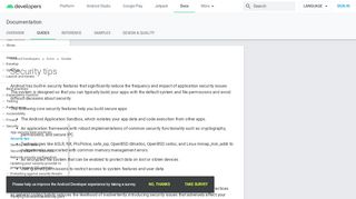 
                            8. Security tips | Android Developers