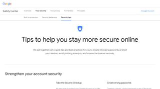 
                            9. Security tips | Google Safety Center