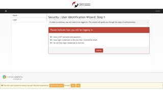 
                            3. Security > User Identification Wizard: Step 1 > CET