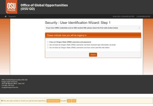 
                            10. Security > User Identification Wizard: Step 1 > Office of ... - OSU GO