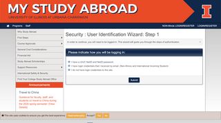 
                            1. Security-User Identification Wizard: Step 1-Study Abroad Administration