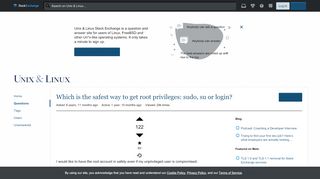 
                            13. security - Which is the safest way to get root privileges: sudo ...