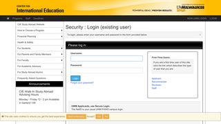 
                            6. Security>Login (existing user)>Center for International Education ...