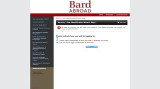 
                            9. Security>User Identification Wizard: Step 1>Bard Abroad