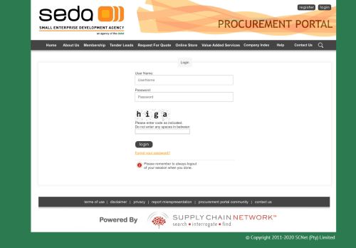 
                            8. SEDA Procurement Portal - Login