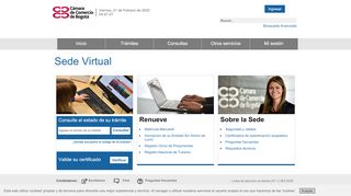 
                            3. Sede Virtual - Cámara de Comercio de Bogotá - Inicio
