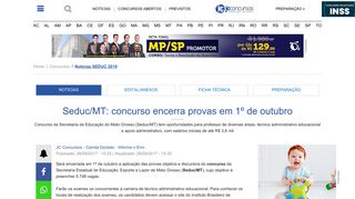 
                            11. Seduc/MT: concurso encerra provas em 1º de outubro - JC Concursos