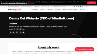 
                            8. See Danny Oei Wirianto (CEO of Mindtalk.com) at Startup Grind Jakarta