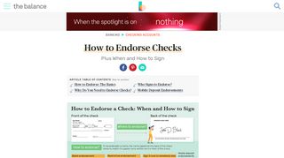 
                            4. See How to Endorse Checks. When and How to Sign - The Balance