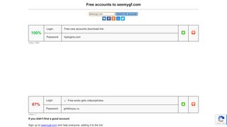 
                            9. seemygf.com - free accounts, logins and passwords