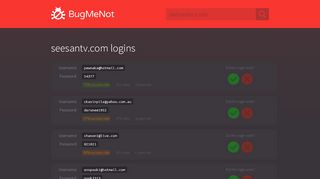 
                            2. seesantv.com passwords - BugMeNot