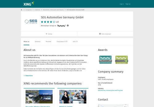 
                            7. SEG Automotive Germany GmbH als Arbeitgeber | XING Unternehmen
