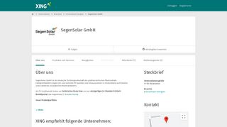 
                            10. SegenSolar GmbH als Arbeitgeber | XING Unternehmen