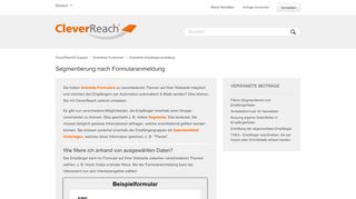 
                            13. Segmentierung nach Formularanmeldung – CleverReach® Support