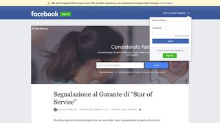 
                            4. Segnalazione al Garante di “Star of Service” | Facebook