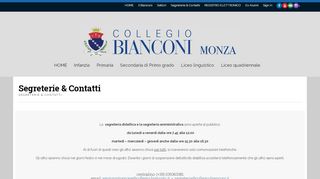 
                            8. Segreterie & Contatti | «Collegio Bianconi» • Monza