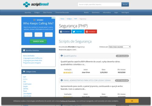 
                            2. Segurança - PHP - Códigos Livres - Script Brasil
