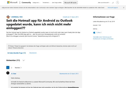 
                            6. Seit die Hotmail app für Android zu Outlook upgedatet wurde, kann ...