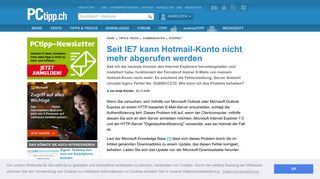 
                            9. Seit IE7 kann Hotmail-Konto nicht mehr abgerufen werden - PCtipp.ch