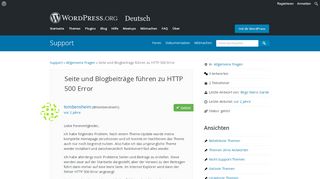 
                            8. Seite und Blogbeiträge führen zu HTTP 500 Error | WordPress.org