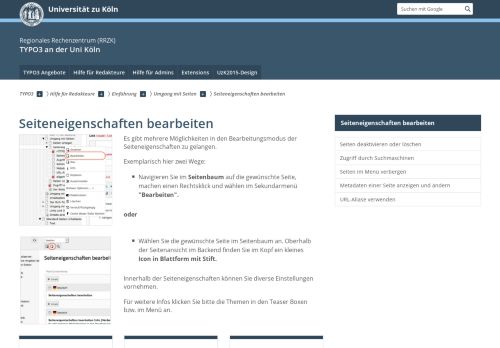 
                            13. Seiteneigenschaften bearbeiten - TYPO3 - Universität zu Köln