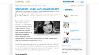 
                            3. Seja Atrevido - Login - www.sejaatrevido.com - Sempre Tops