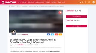 
                            5. Sekarang Kamu Juga Bisa Menulis Artikel di JalanTikus, loh! Begini ...