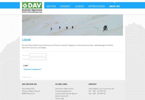 
                            10. Sektion USC München des DAV: Login