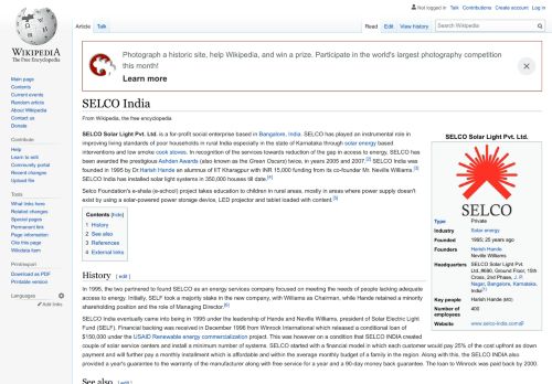 
                            11. SELCO India - Wikipedia