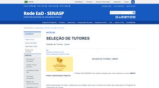 
                            2. SELEÇÃO DE TUTORES — Rede EaD - SENASP