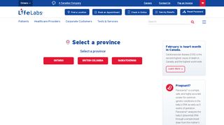 
                            2. Select a Province – LifeLabs