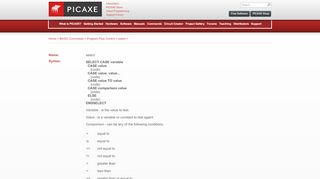 
                            9. select - BASIC Commands - PICAXE