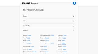 
                            3. Select Country / Language - Samsung Account