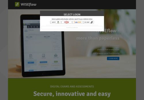 
                            8. Select login - WISEflow - More than paperless