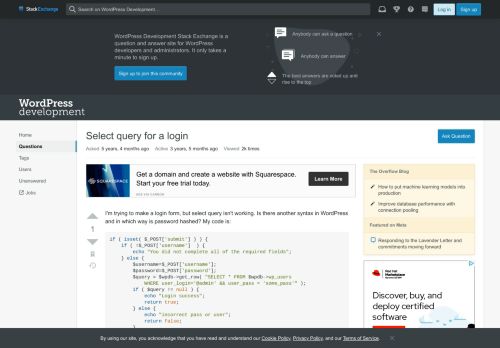
                            3. Select query for a login - WordPress Development Stack Exchange