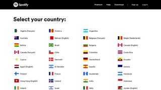 
                            2. Select your country - Spotify