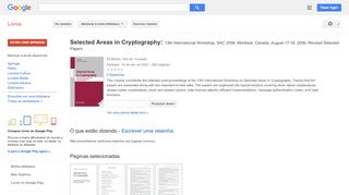 
                            6. Selected Areas in Cryptography: 13th International Workshop, SAC ... - Resultado da Pesquisa de livros Google