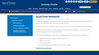 
                            12. Selection Manager | Technical Services | Kent State University Libraries