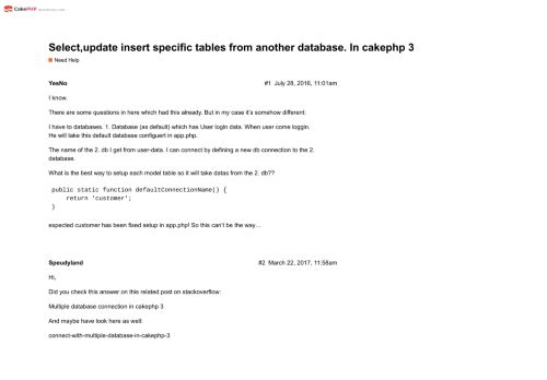 
                            3. Select,update insert specific tables from another database. In cakephp 3