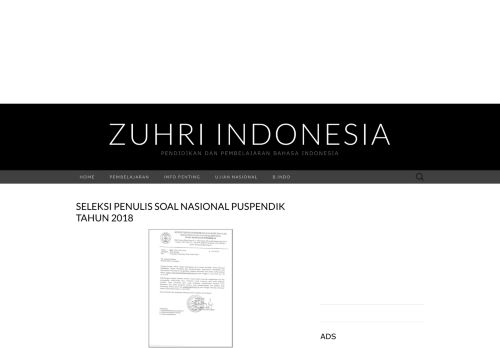 
                            6. seleksi penulis soal nasional puspendik tahun 2018 - zuhri indonesia