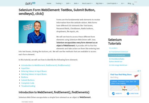 
                            3. Selenium Form WebElement: TextBox, Submit Button, sendkeys(), click()